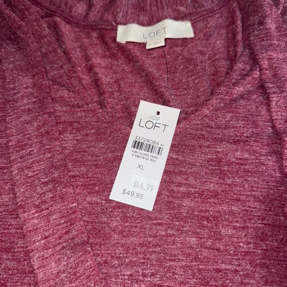 NWT LOFT Ann Taylor V Neck Tie Flowy Shirt Maroon Magenta Career XL - Picture 4 of 10